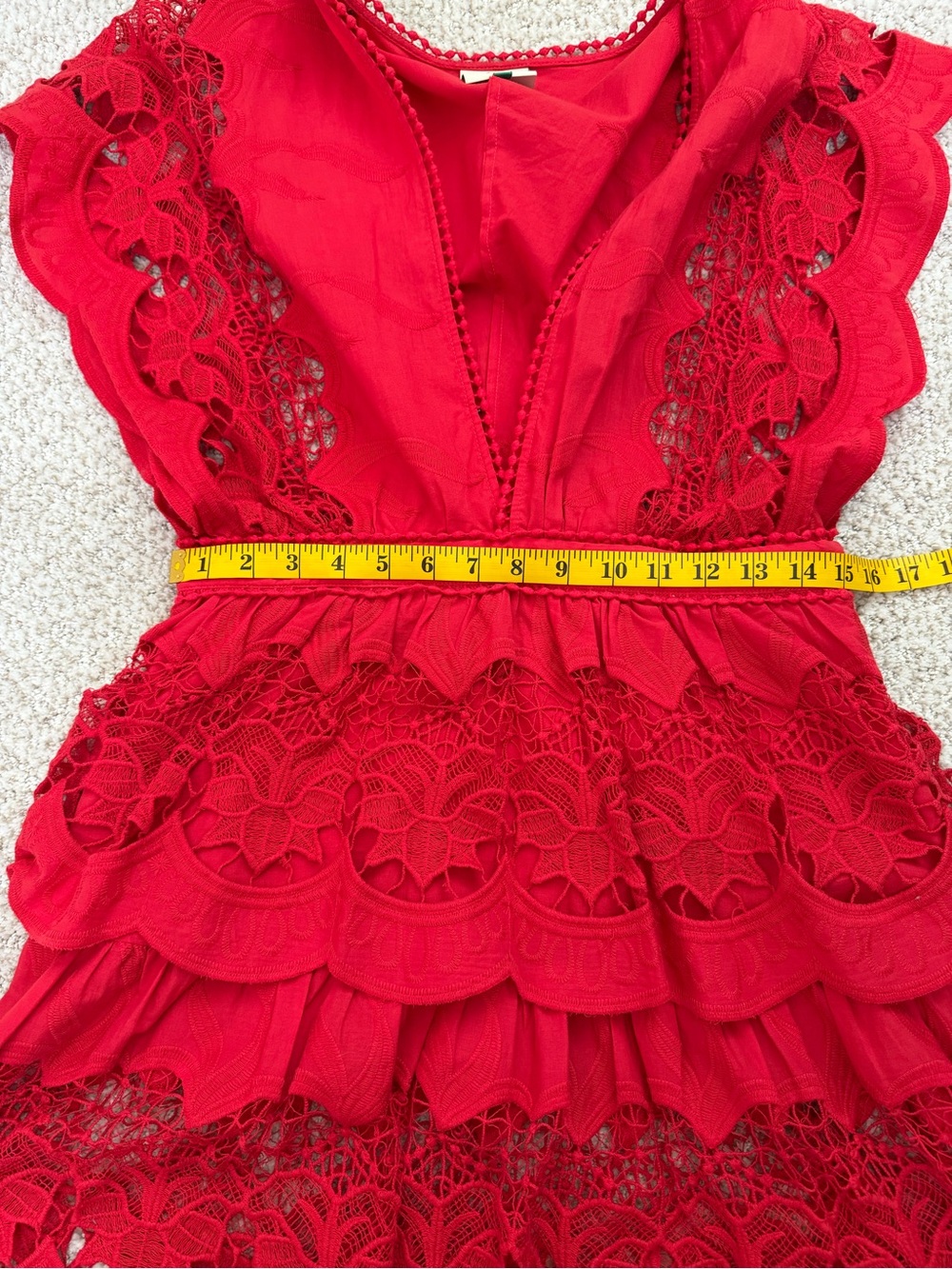 Farm Rio Richelieu Mini Dress in red - Picture 8 of 9
